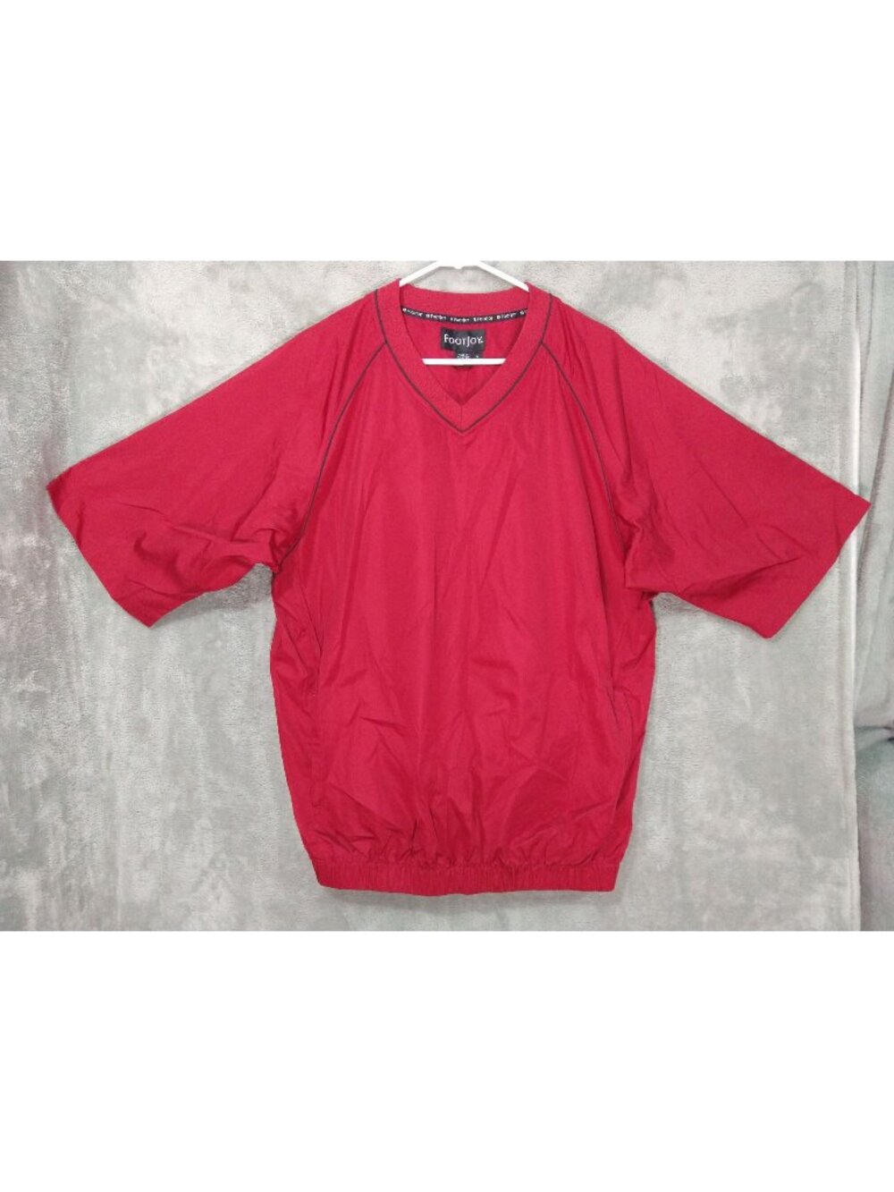 FootJoy FJ Jacket Mens Large Red Windbreaker Short Sleeve Pullover Golf